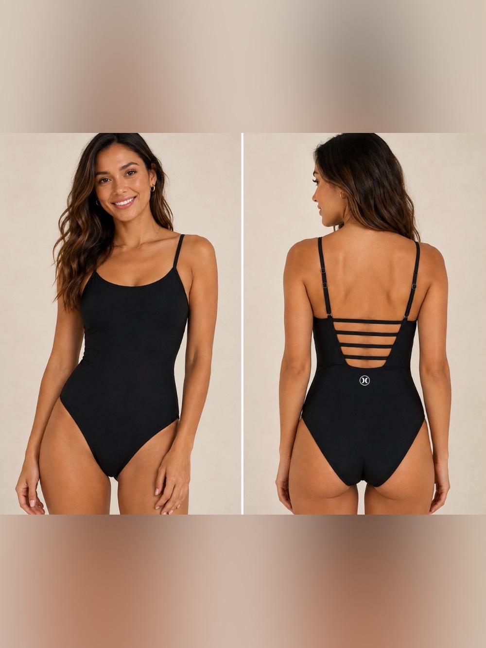 Hurley Black Strappy-Back One-Piece Swimwear